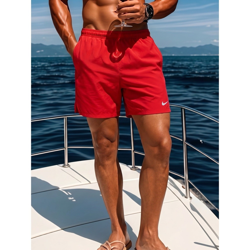 Nike Challenger Running Shorts Mens 2XL Red Dri-FIT 5" Inseam Lined Mesh